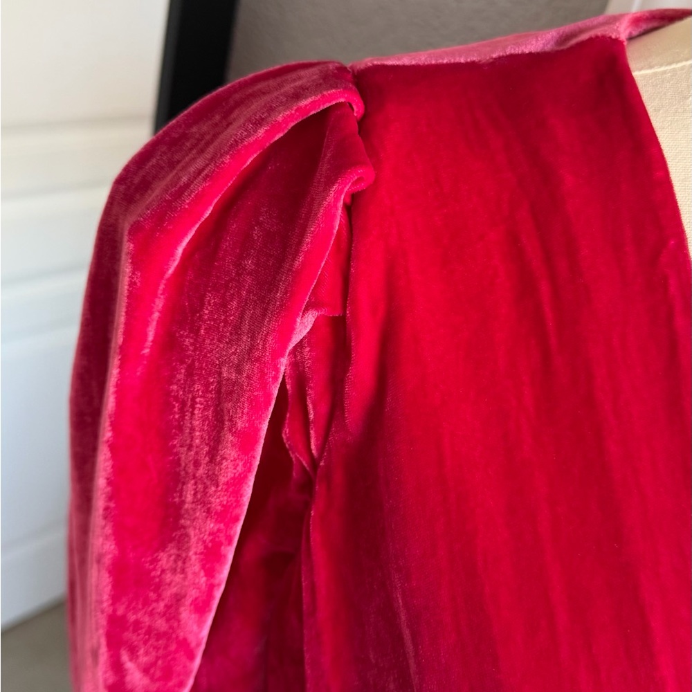 Lovers + Friends Kimora Velvet Mini Dress Long Sleeve Magenta Pink Size XS - Picture 6 of 13